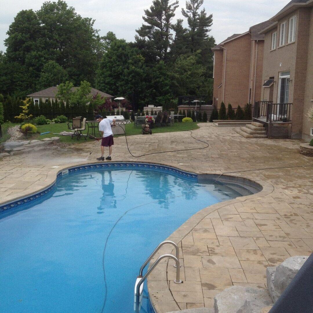 interlock pool deck cleaning and sealing