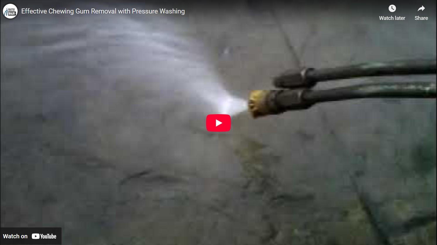 Industrial gum removal services for commercial surfaces using hot water pressure washing